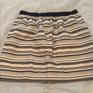 LOFT Black and Cream Striped Mini Skirt